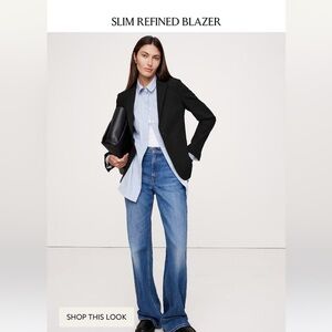 Banana Republic Black Blazer with Structured Shoulders Size 4 Petite